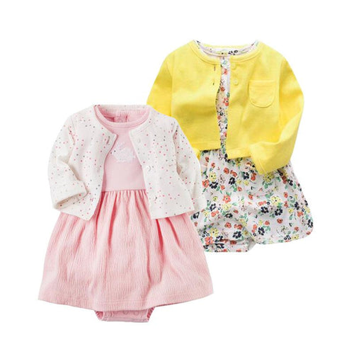 2018 Spring autumn Baby Girls Clothing Sets Newborn Baby girl Clothes Roupa Infant Jumpsuits Cotton Baby dresses 2 pieces set